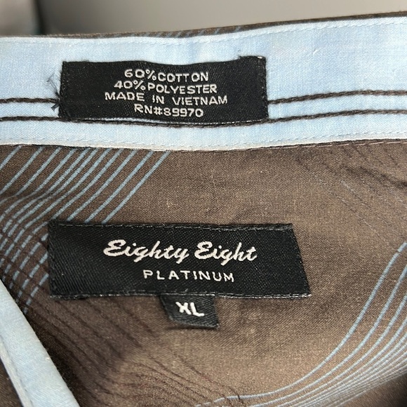 Eighty Eight Platinum Mens Brown and Blue long sleeve button down dress shirt - Picture 2 of 5